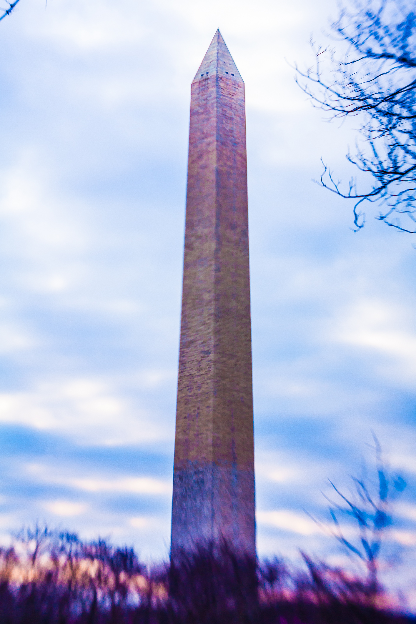 Washington Monument through the LensBaby Spark and saturated with color NotSoSAHM