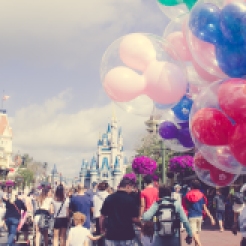 Disney castle and balloons. Photo by VSD Photography